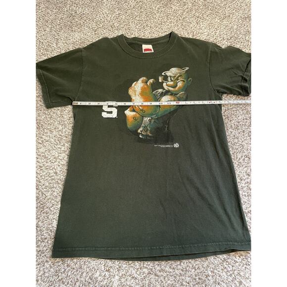 Michigan State Spartans Popeye T Shirt Top Unisex S Green Short Sleeve - Picture 7 of 8